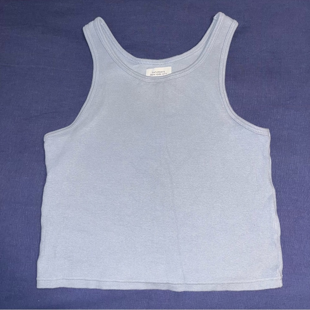 Saturdays New York light blue ribbed tank top